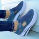 Breathable Women's Platform Sneakers with Hook Loop, Mesh and Hollow Out Design